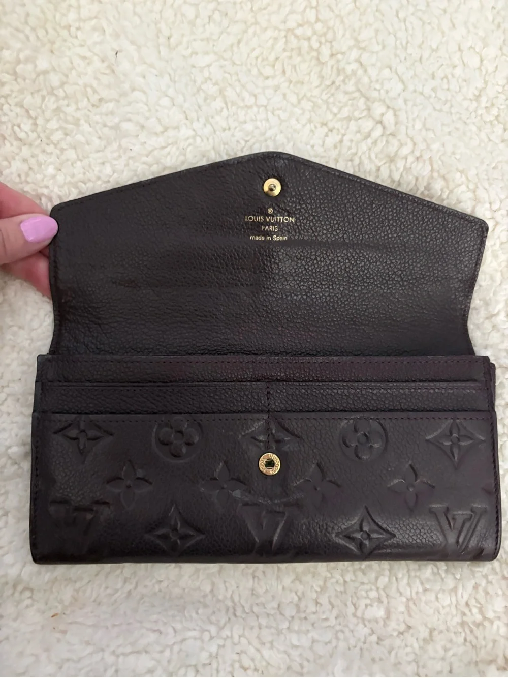 Louis Vuitton Plum Embossed Monogram Envelope Wallet